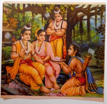  ax - Ram mit seiner Frau Sita und Bruder Laxman und Bharat aus Indien